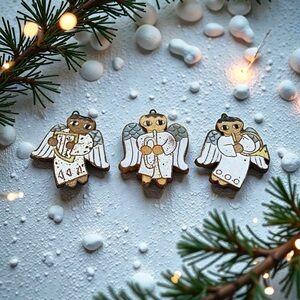 St. Andrew’s Abbey Angel Ornament Choice of Harpist, Trumpeter, French Horn EUC